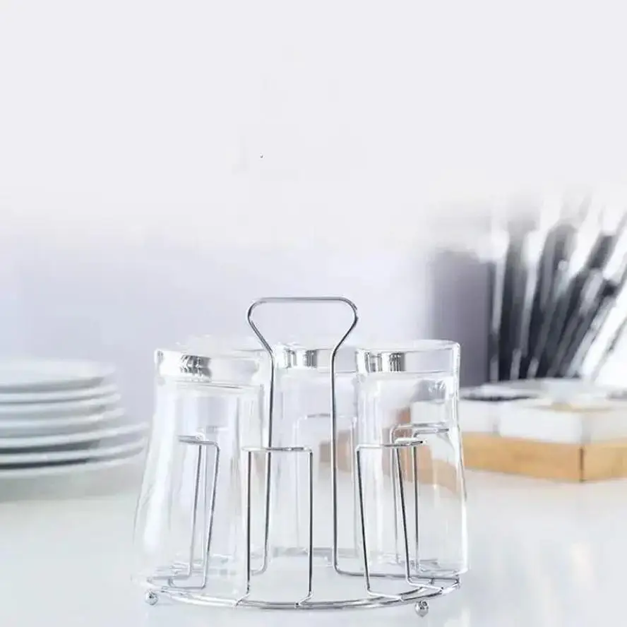 1 Pcs Kitchen Storage Metal Plated Cup Storage Rack Fast Drain Glass Ceramic Cup Rack