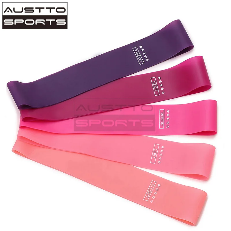 Austto Pink Resistance Bands Exercise Workout Bands for Women Men Stretch Bands for Booty Legs, Pilates Flexbands