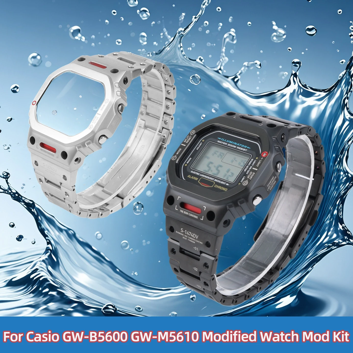 

Titanium Alloy Watch Strap For Casio G-shock DW5600E GW-B5600 GW-M5610 Modified Watch Mod Kit G5600 Steel Watch Strap Bracelet