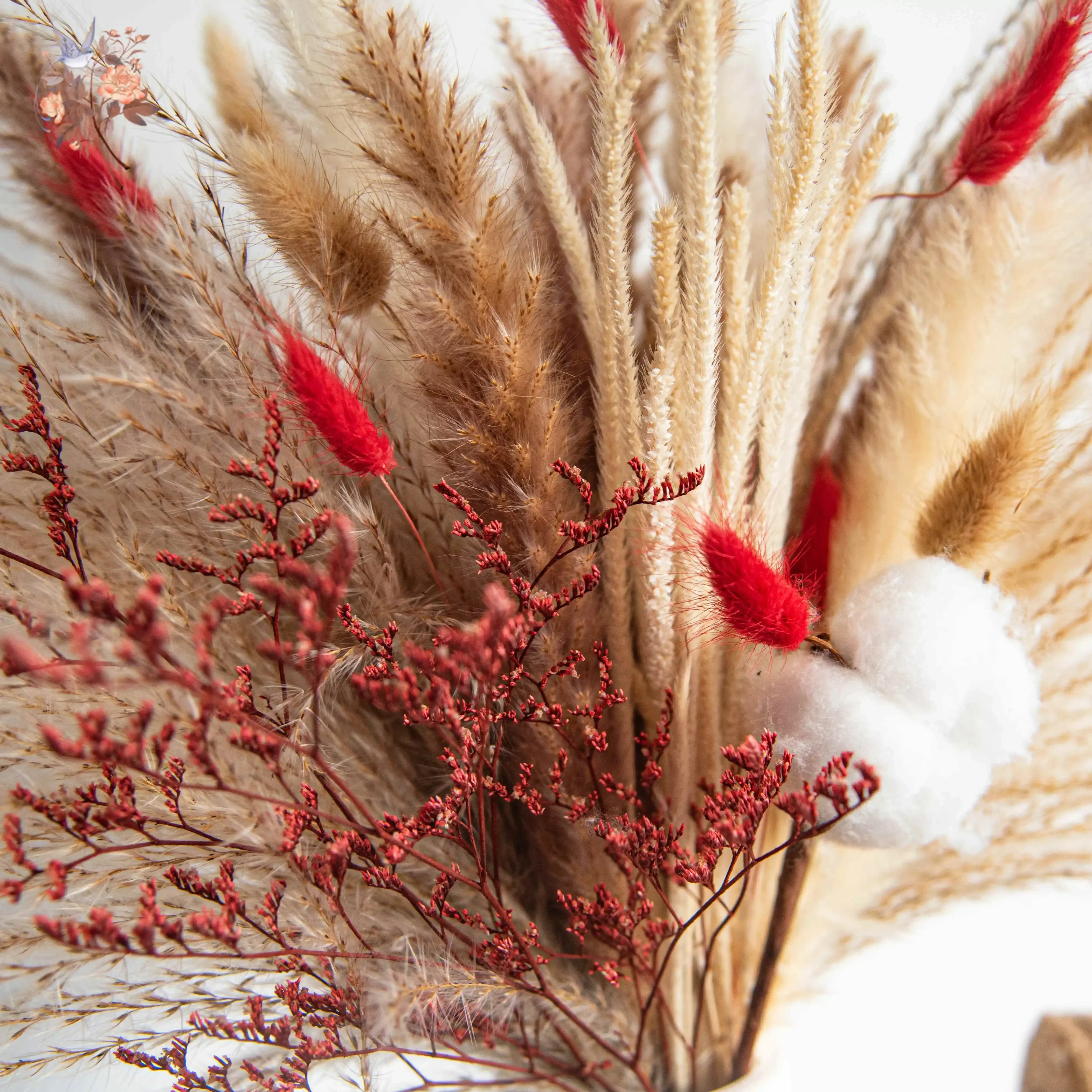 Natuurlijke Pampasgras Boeket Rode Gedroogde Bloemen Decor Bruiloft Bloemstuk Katoen Riet DIY Thuis Slaapkamer Vaas Decoratie