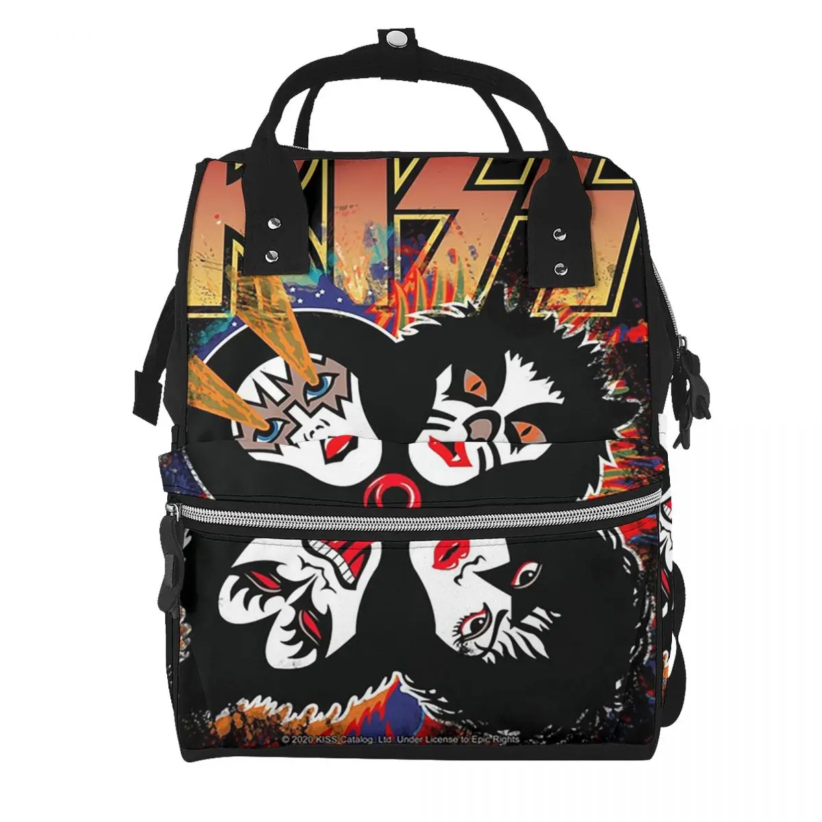 Kiss Rock Band Retor Student Backpack School Bag Hiking Travel Daypack for Men Women Bookbag Shoulder Bags