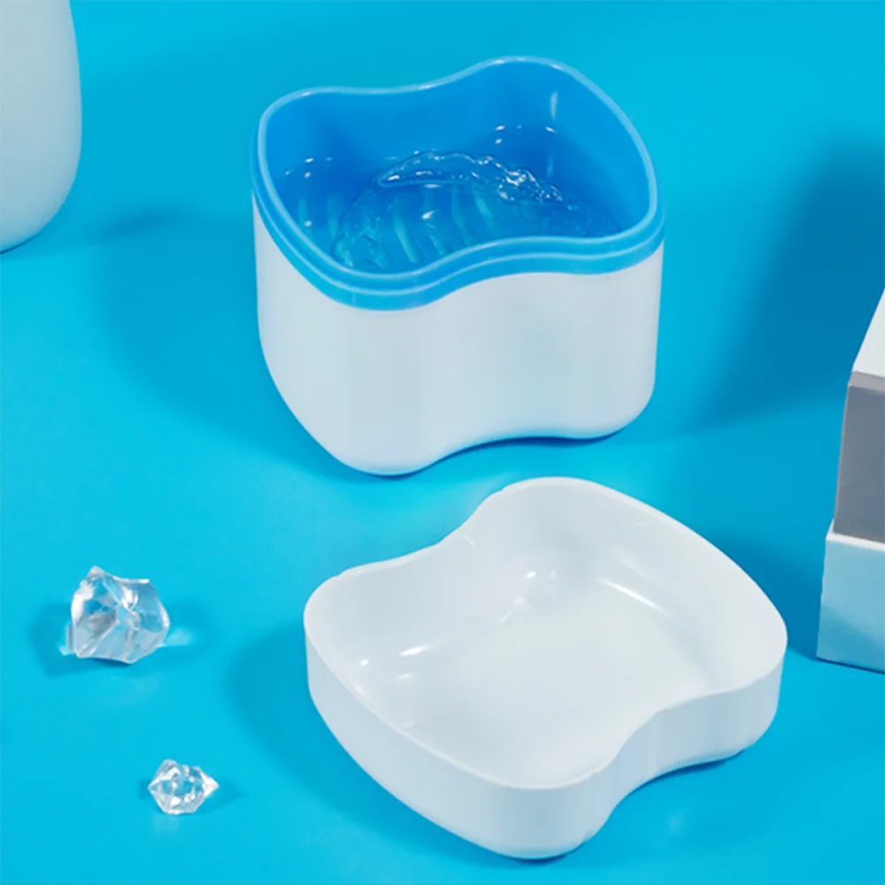 Fawnibu kotak peralatan gigi dua dalam satu, kotak penyimpanan gigi tiruan portabel, casing penahan pembersih kawat gigi tidak terlihat, perlengkapan ortodontik