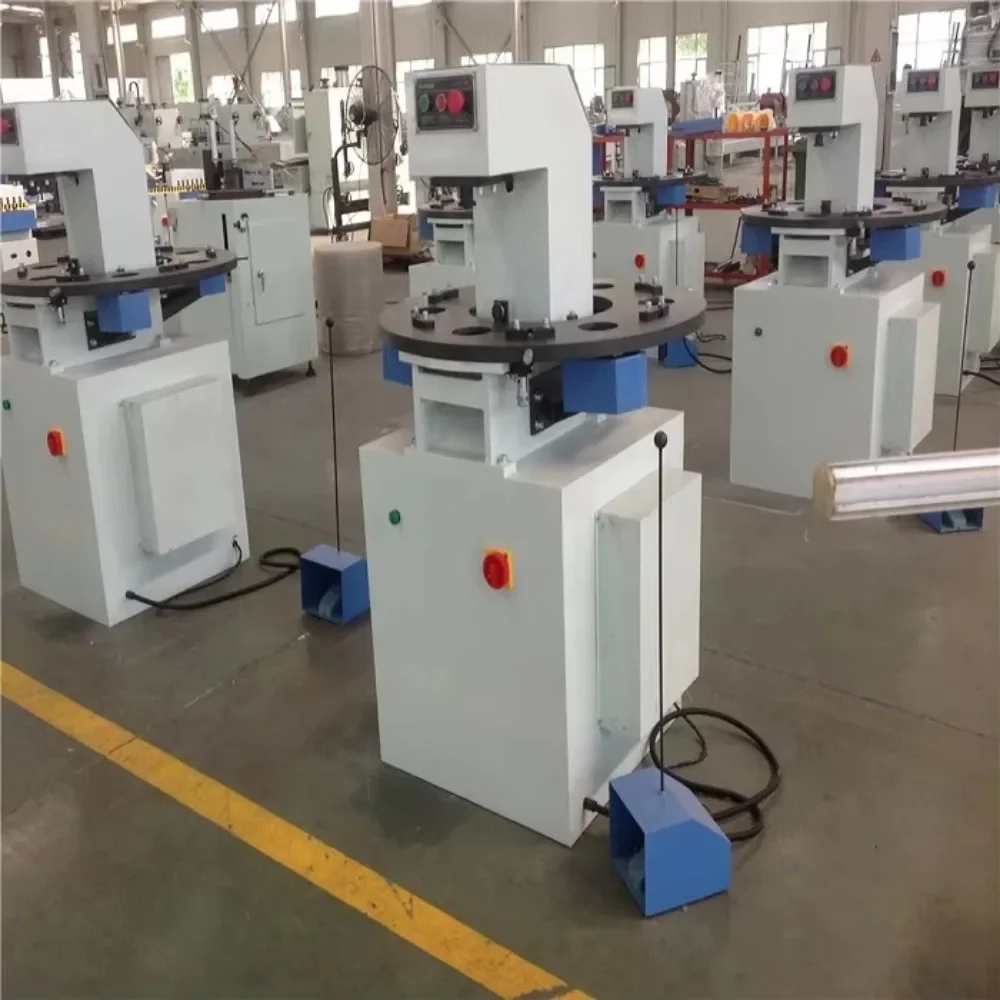 Pneumatic hole punching machine for window door making