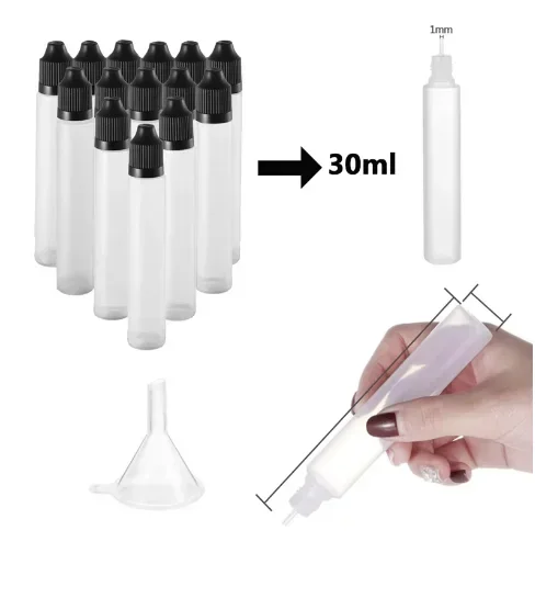 10Pcs 30ml/60ml Refillable Squeezable Needle Bottle Point Line Diy Polymer Clay Tools Gifts