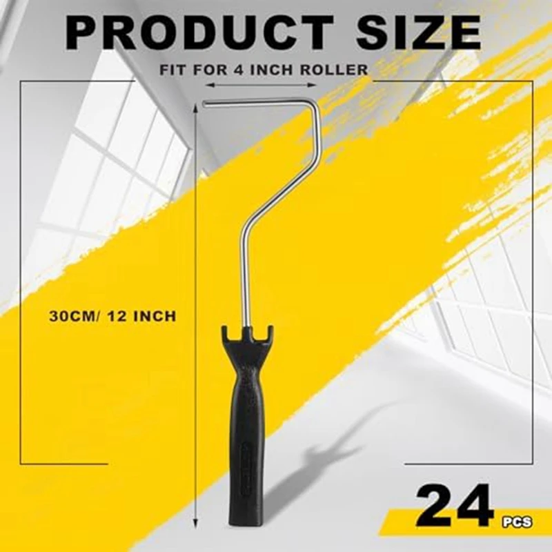 24Piece 4Inch Mini Roller 30Inch Frame Paint Roller Handle For Detail Painting And Cutting