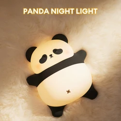 Cartoon Panda Night Light Rechargeable Animal Lamp with Timer Silicone Pat Light Baby Nursery Lamp Bedside Light Kids Gift