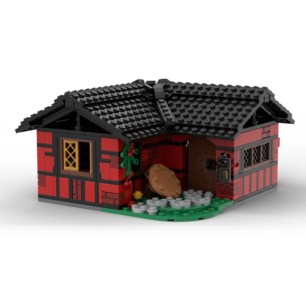 New MOC Medieval Castle Series Barracks Model Building Blocks DIY Modular House Construction Assembly Toy Adult Collectible Gift
