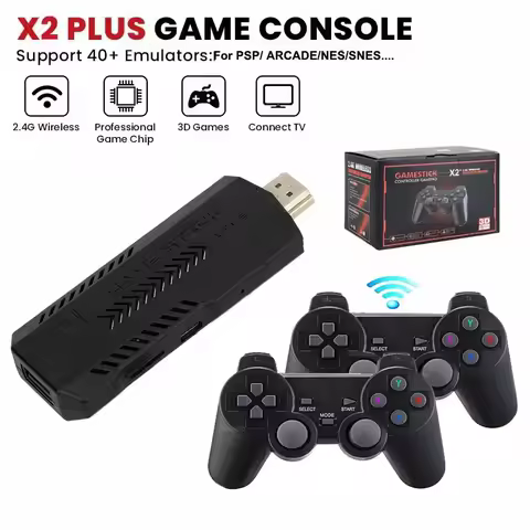 X2Plus Retro Video Game Stick 4K HD 3D 64GB 30000+ Games Multi-Emulator Wireless Controller for PS1/N64