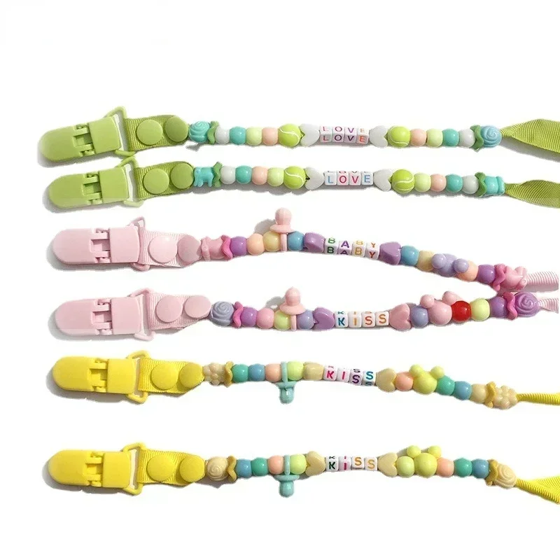 Baby Pacifier Clip Nipple Chain Colourful Beads Dummy Clip Baby Soother Holder BPA Free for Teether Nipples Dental Care