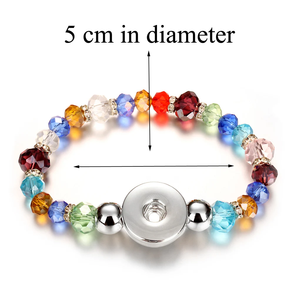 Candy Colors Expandable Rhinestone Bead Stretch 085 Strand Bracelet 18mm Snap Button Resin Bangle Charm Jewelry Women Gift