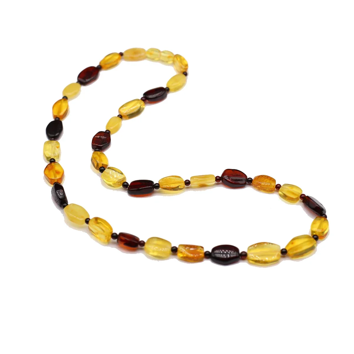 

Natural Stone Two Tone Amber Beads Necklace Oval Yellow Brown Amber Jewelry Commemorative Christmas 43cm