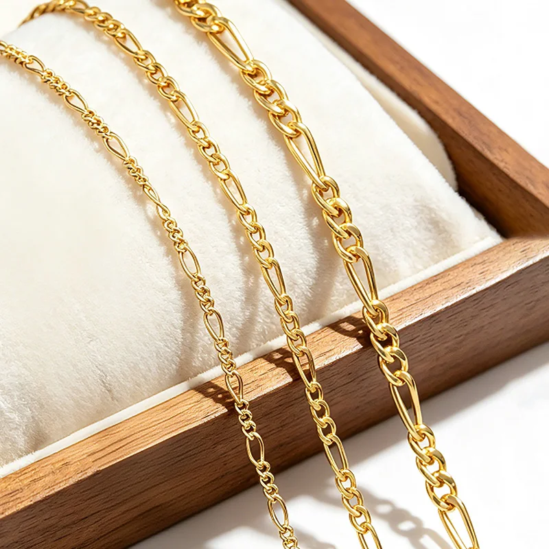 14K Vergoldete Figaro-Kette 1,5MM Minimalistischer Goldschmuck DIY-Kette für Anhänger Unisex – Detail 7