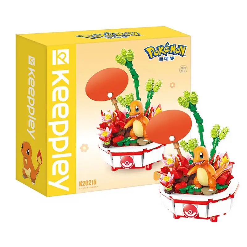 Anime Pokemon Bouwsteen Figuur Speelgoed Pikachu Charmander Squirtle Cartoon Model Woondecoratie Plant Ingemaakte Bloem Baksteen Speelgoed