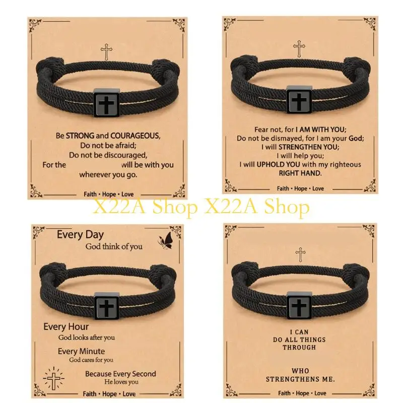 Unique Classical Crosses Symbol Bracelet Crafted From Sturdy Stainless Steel And Smooth Rope Suitable For All Occasions