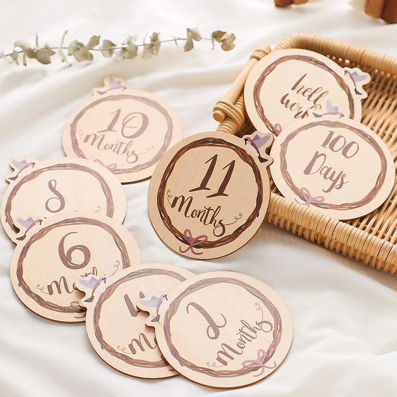 

Bird Newborn Photography Wooden Card Writable Greetings Wooden Milestone Card Babies Accessories Photography Shooting props