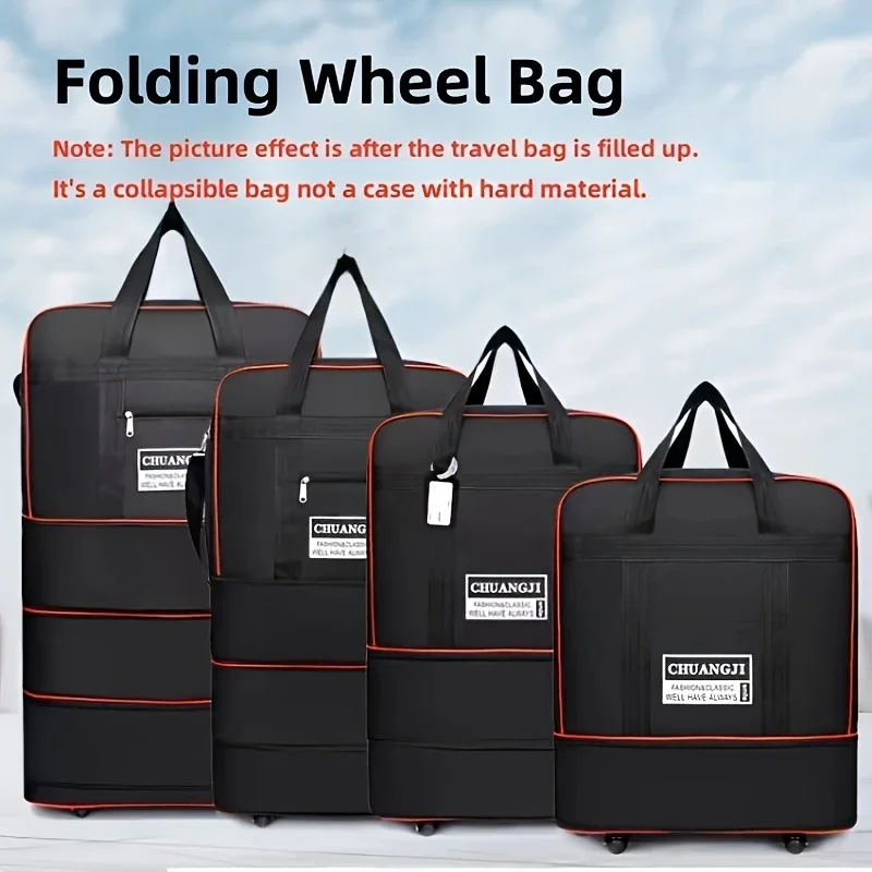 Expandable Large Capacity Rolling Travel Bag,Foldable Luggage with Anti-Static Wheel,Durable Polyester,Perfect for Business Trip