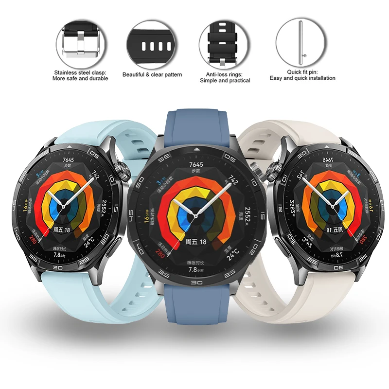 Спортивный ремешок 22 мм для Huawei Watch GT4 46 мм Watch GT5 pro 46 мм, мягкий оригинальный мужской женский ремешок для Huawei Watch GT2 Pro 22 мм