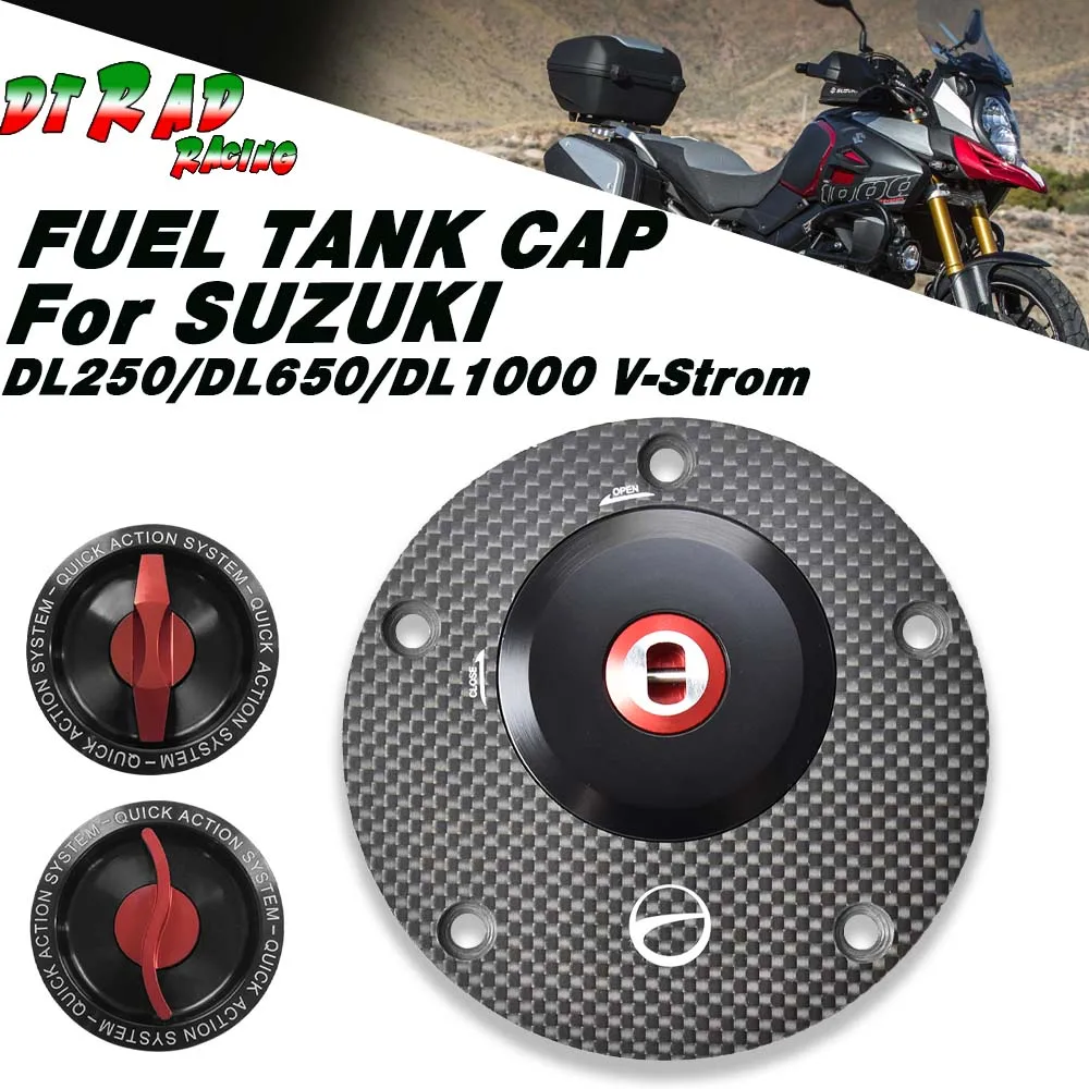 For SUZUKI DL250/DL650/DL1000 V-Strom Carbon Fiber Flange Racing Fuel Tank Cap Airbox Key Locking Plug Gasoline Tank Cover