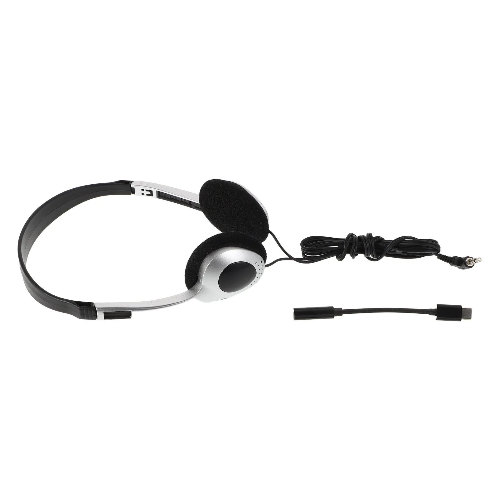 

Retro Silver Spray on Ear Headphones Wired for Computers Phones Tablets Comfortable Lightweight Student Travel School Use