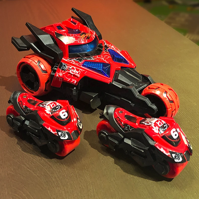 Coche de batalla de lanzamiento 3 en 1 para niños, coche de aleación extraíble con luces y efecto de sonido, coche de batalla de motocicleta para niños.