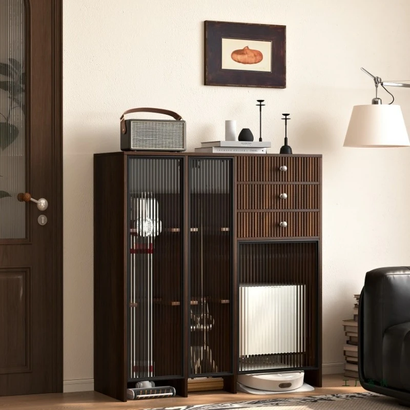 

Sweeping robot storage cabinet, vacuum cleaner storage cabinet, solid wood multi-functional storage