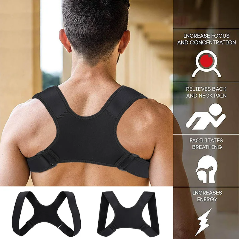 

Adjustable Back Shoulder Posture Corrector Belt Clavicle Spine Support Reshape Your Body Home Office Sport Upper Back Neck Brace