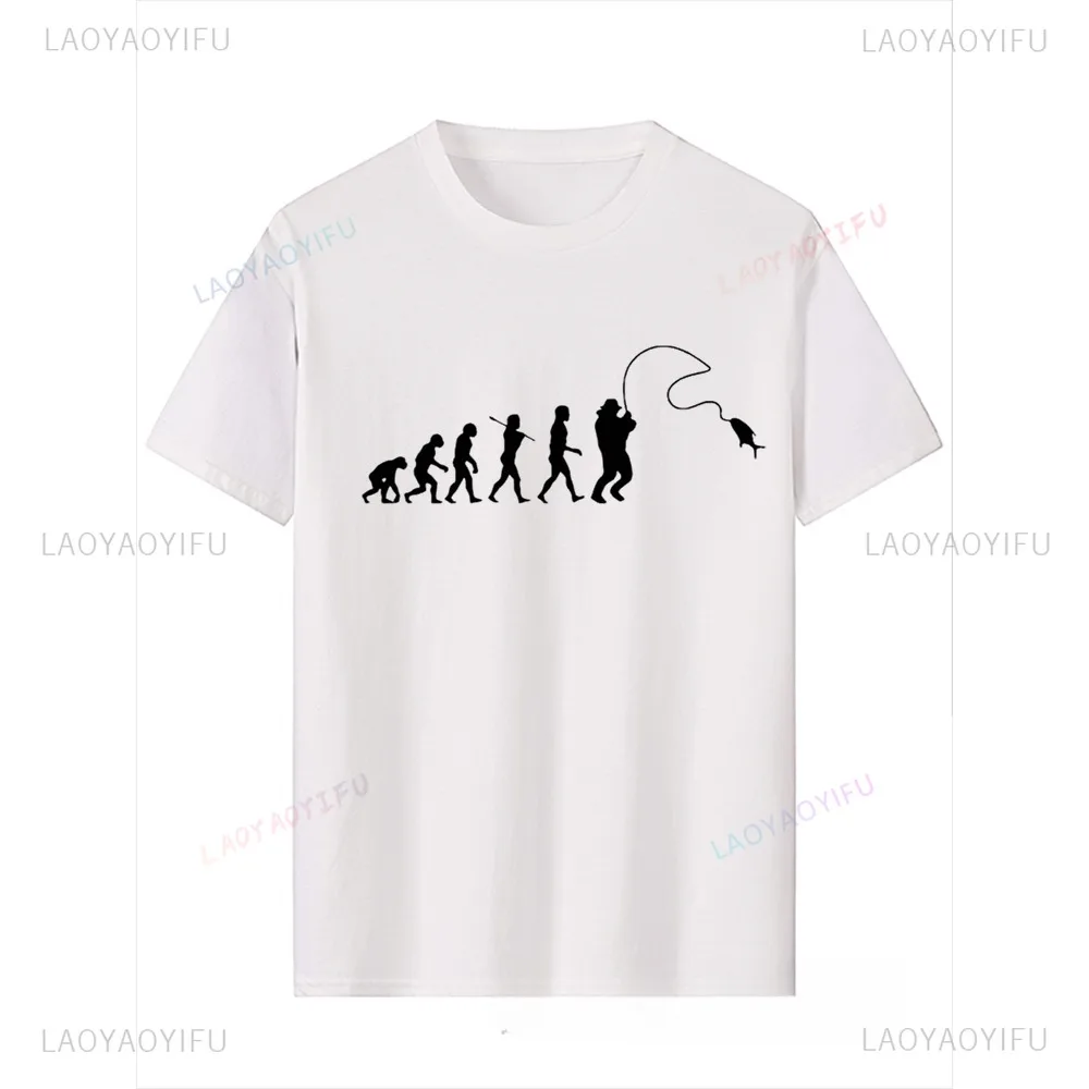 Camiseta respirável de manga curta masculina, piada de peixe engraçada, estilo verão, camiseta respirável, hipster, evolução, engraçado, novo