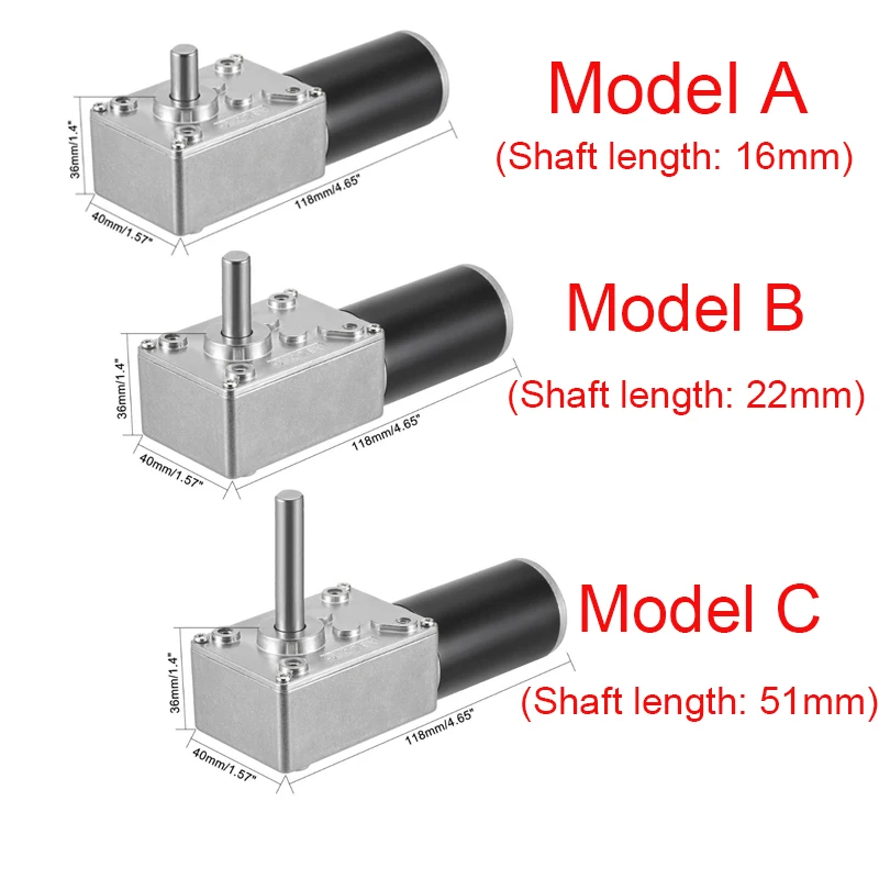 12V/24V Turbo Worm Gearbox Motor 16-51mm Self-Locking High Torque for Robotics Automation​