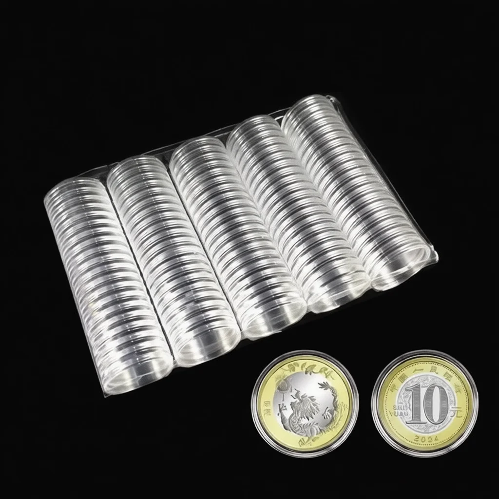 27mm Transparent Plastic Coin Capsule Protective Holder Box For Commemorative Medallion Collection Storage Organizer