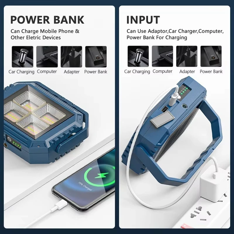 كشاف LED قابل لإعادة الشحن بالطاقة الشمسية - تصميم أرضية محمول، فائق السطوع، لاسلكي مع ميزة تغيير اللون، والتخييم في الهواء الطلق #5