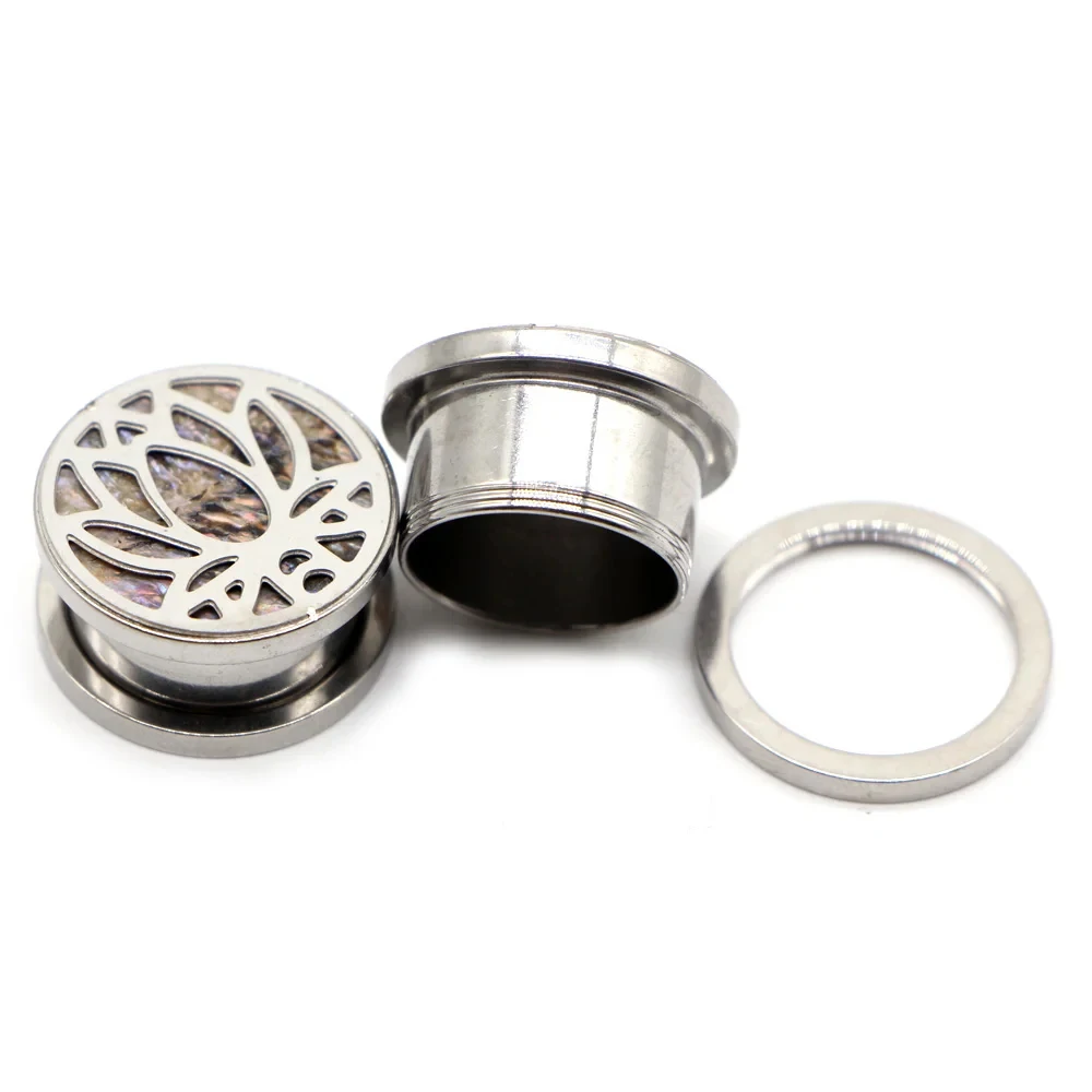 2 Stück Vintage Edelstahl Lotus Hohl Ruyi Muster Ohrstöpsel Ohr Expander Ohrringe Körper Piercing Schmuck 8-20 mm – Detail 3