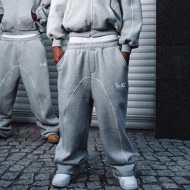 

Unisex Casual Sports Pants with Embroidered Letters Spliced Detailing Comfortable Unisex Sweatpants for Men And Women