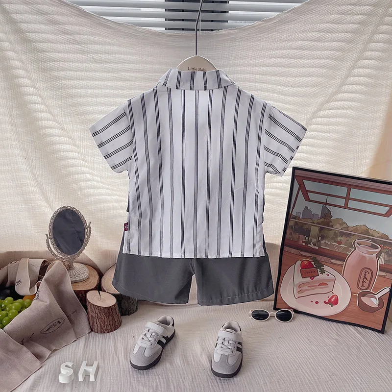 1 سنة الصبي عيد ميلاد الزي 2026 جديد الصيف الأطفال مزدوجة سستة جيب تي شيرتات قصيرة الاكمام بلوزات والسراويل قطعتين مجموعة #4