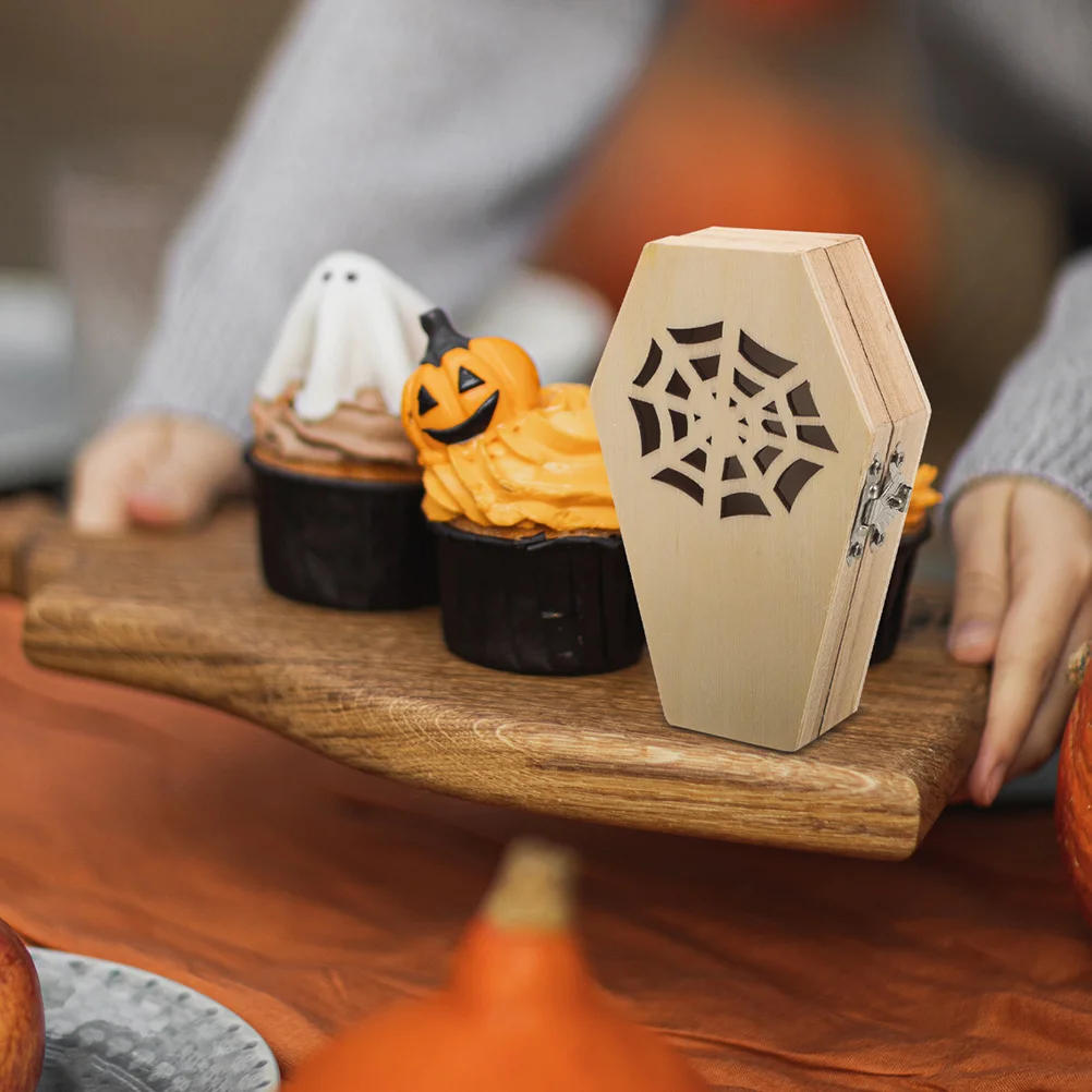 

2Pcs Coffin Candy Box Gothic Small Wooden Jewelry Case Unfinished Wood Festival Party Decor Organizer Small Wooden Jewelry Box