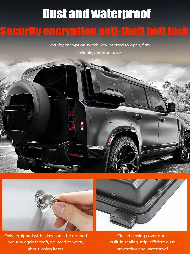 Exterior Mounted Gear Carrier Side Toolbox Storage Box with Lock fits for Land Rover Defender 110 2020-2023 2024