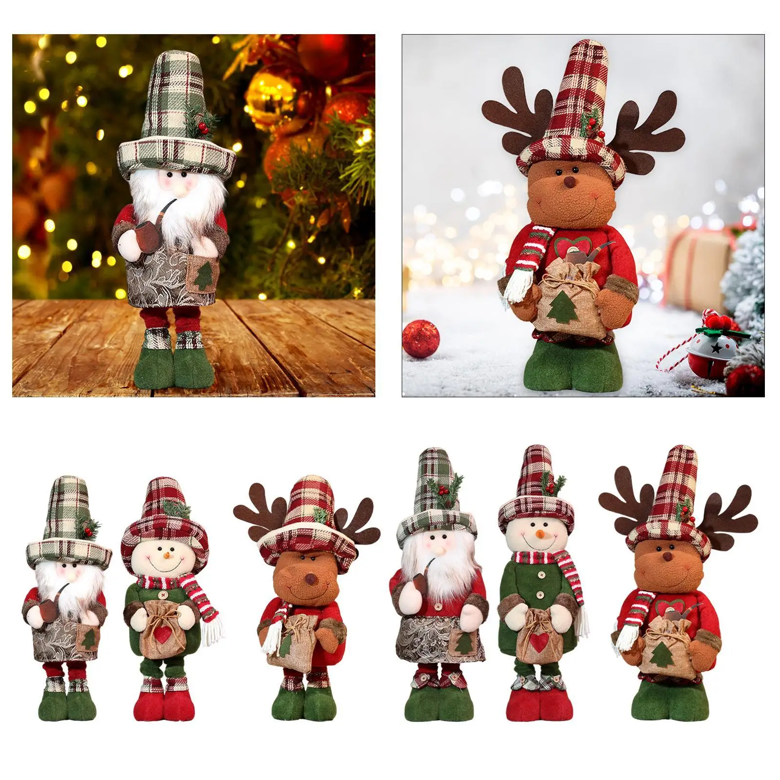 Long Leg Christmas Doll Christmas Decorative Ornament Festive Season Ornament Cartoon Retractable Action Figure for Fireplace