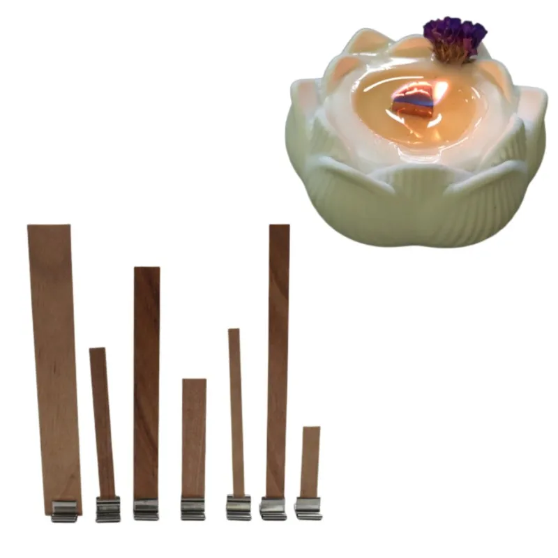 15pcs High Quality Wooden Candle Wick With Clip Base Craft Wicker Paraffin Beeswax Burning Smokeless Wick Candle Making Supplies