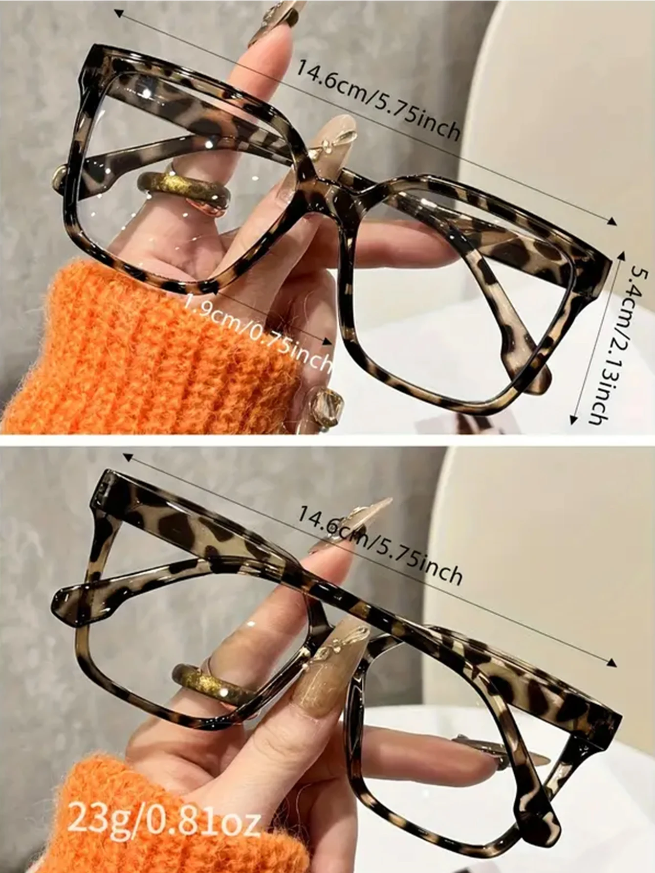 1 Stück/2 Stück/3 Stück/4 Stück elegante, einfache und stilvolle geometrische Brille mit transparenten Gläsern, geeignet für das tägliche Lesen im Büro – Detail 1