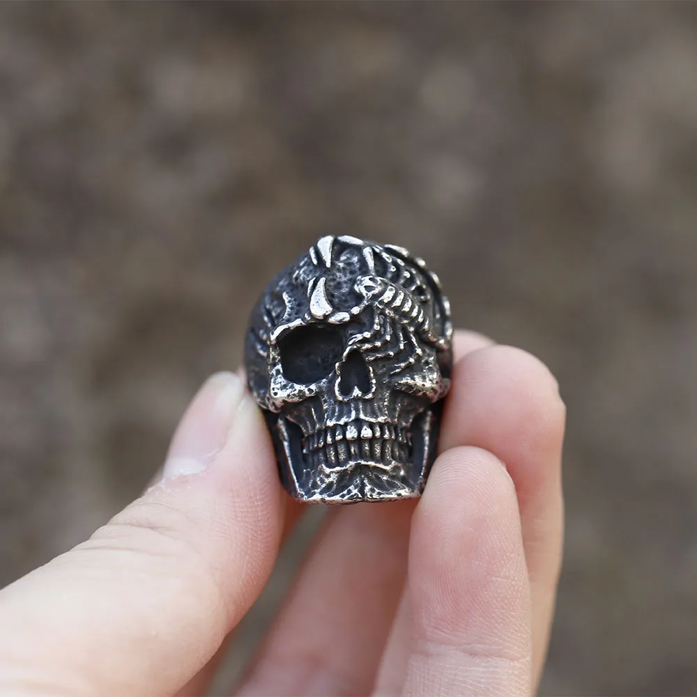 2022ใหม่ผู้ชาย316L สแตนเลสสตีลแหวนโกธิค Vintage Spider Skull แหวนผู้ชาย Heavy Punk Demon เครื่องประดับของขวัญ Dropshipping