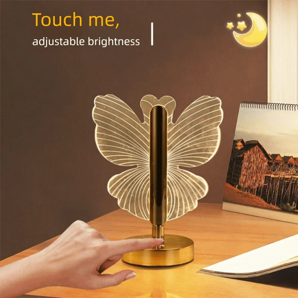 USB-Aufladung, dreifarbig, verstellbar, Licht-Touch-Schalter, minimalistisch, modern, luxuriös, kreativ, Schlafzimmer-Kopf-Acryllampe