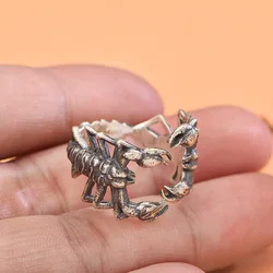 Buyee 925 Sterling Silver Male Big Ring Finger Cute Scorpion Open Ring for Woman Man Fashion Animal Punk Fine Jewelry Circle