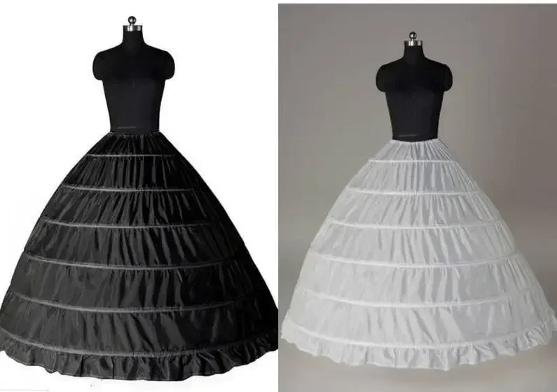 White Black 6 Hoops Wedding Petticoat Crinoline Slip Underskirt For Bridal Gown 2024