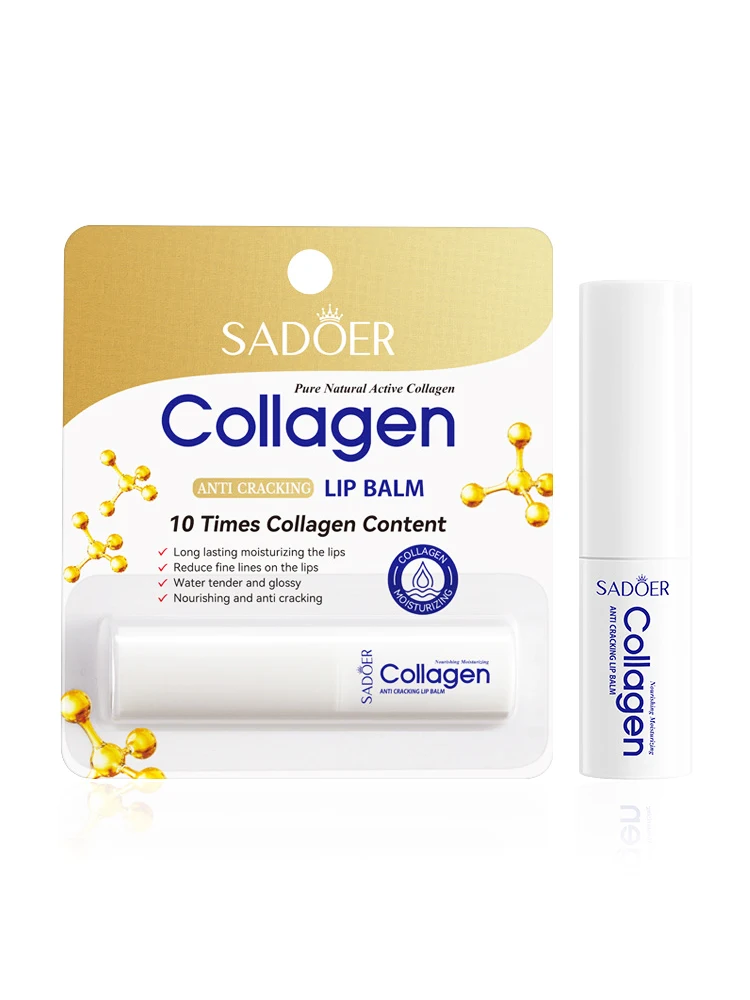 SADOER Collagen Lip Balm Moisturizing Anti Cracking Brightening  Repair Nourishing Hydrating Lipstick Lips Skin Care Products