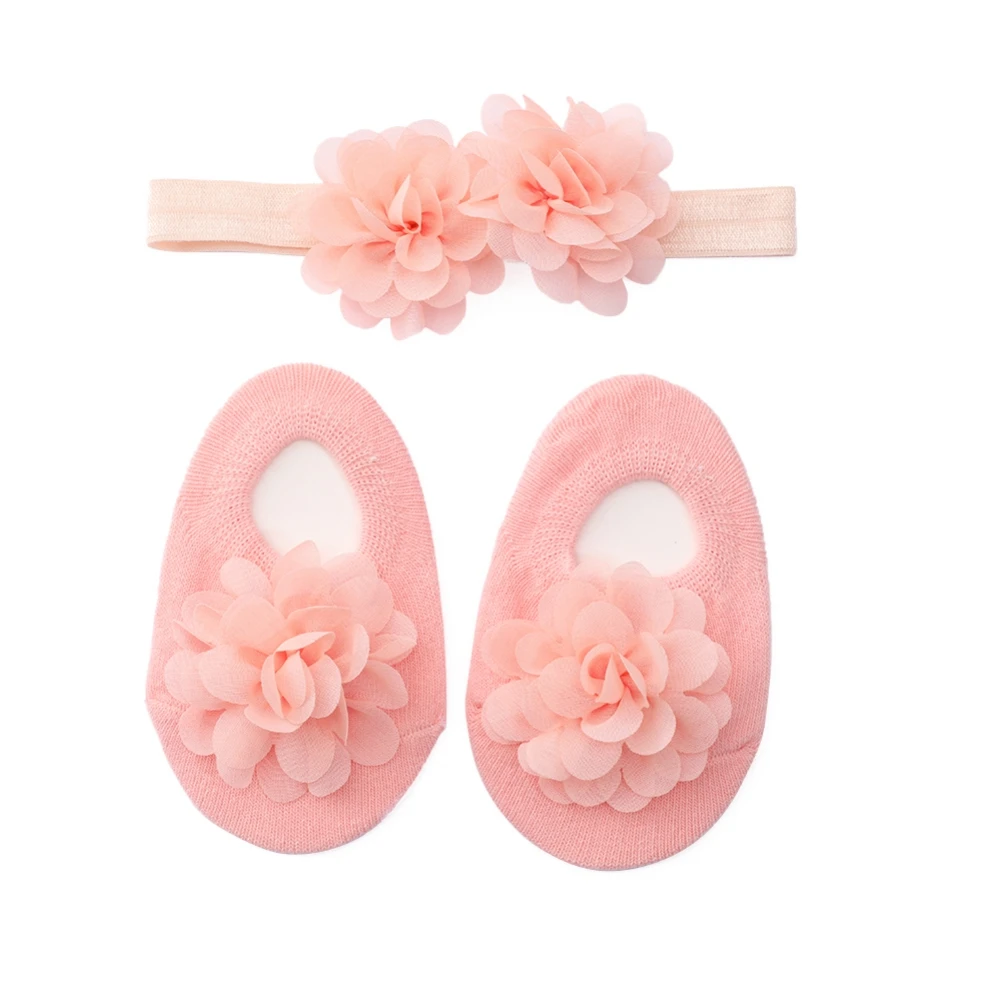 3pcs Baby Socks With Headband For 0-12M Baby Girls Autumn Flower Fashion Princess Cute Socks