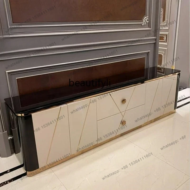 

AItalian light luxury solid wood TV cabinet villa living room furniture simple decorative cabinet