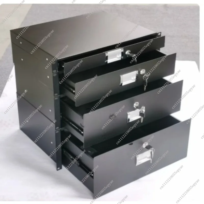 2U Standard Rack Drawer Flight Case Accessory Audio Amplifier Microphone Storage Box Iron Cabinet Drawer