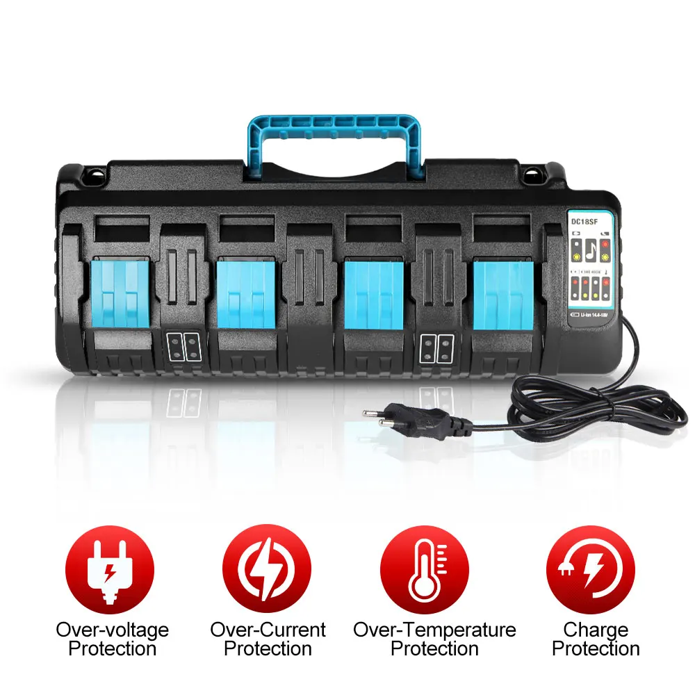 Cargador de batería de iones de litio de 4 puertos, herramientas eléctricas, 14,4 V, 18V, 12A, rápido para Makita BL1820, BL1830, BL1850, BL1430, nuevo