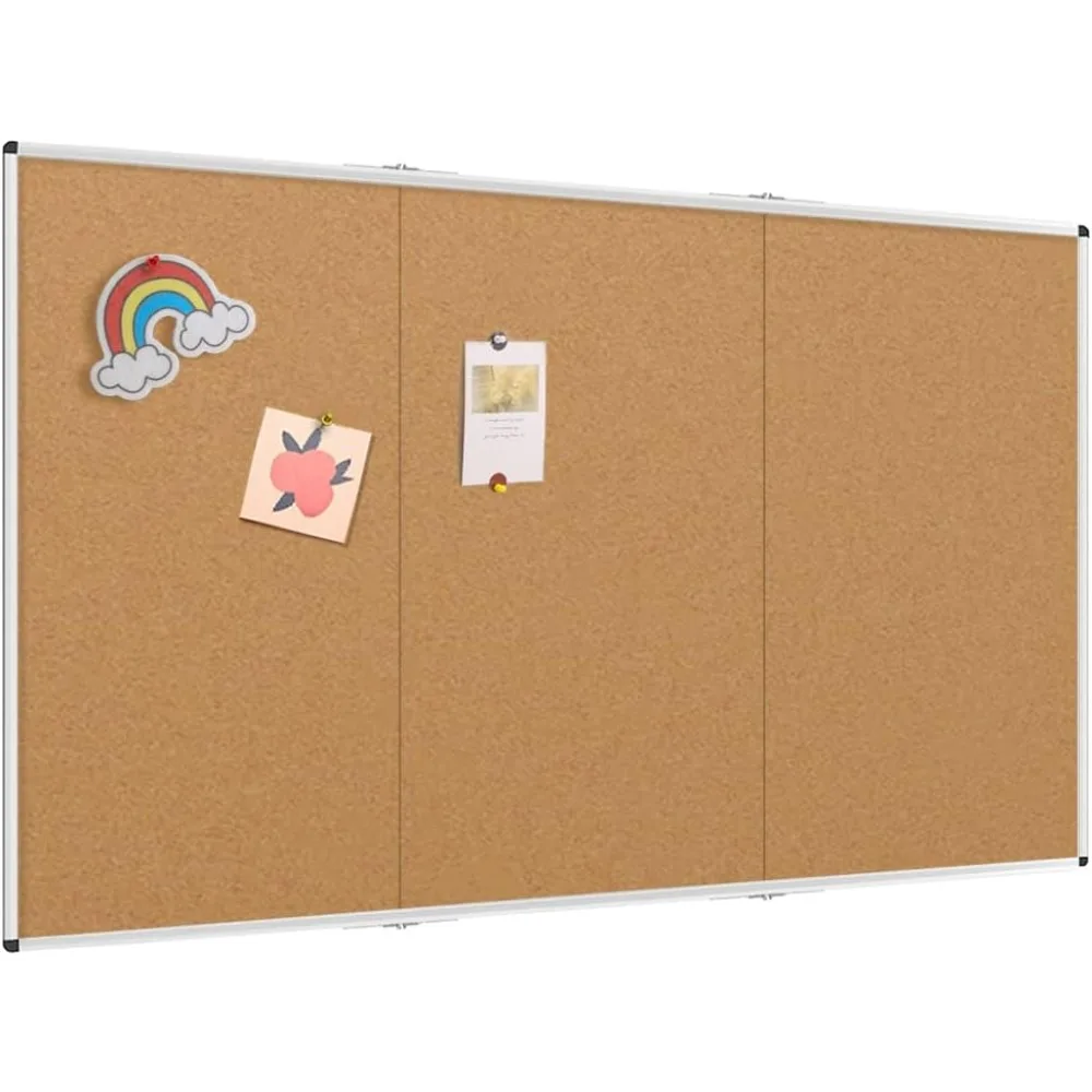 VIZ-PRO Large Cork Bulletin Board/Foldable Noticeboard, 96 X 48 Inches, Silver Aluminium Frame