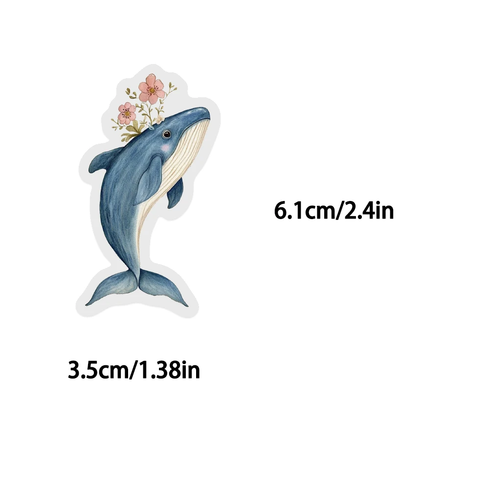 50PCS Retro Marine Life Art Stickers Waterproof and Oil proof PET Material Personalized Creative Crab Shark Conch Walrus Shell