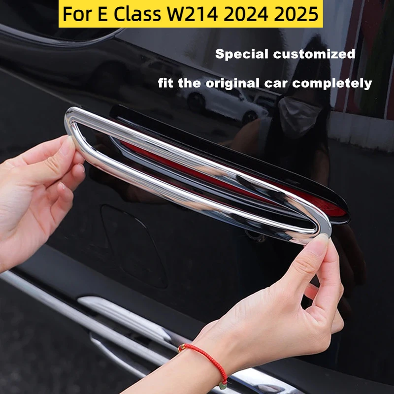 Chrome Car Rear Trunk Fog Light Frame ABS Protective Cover Trim For Mercedes Benz E Class W214 2024 2025 Exterior Accessories